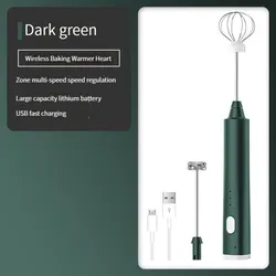 USB Rechargeable Handheld Electric Milk Frother and Foam Maker (Green)