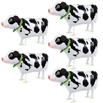 5 pezzi di palloncini per animali da fattoria che camminano, palloncini per mucche, girelli ad aria, per bambini, fattoria di animali, forniture per feste di compleanno, decorazioni per feste a tema mucca