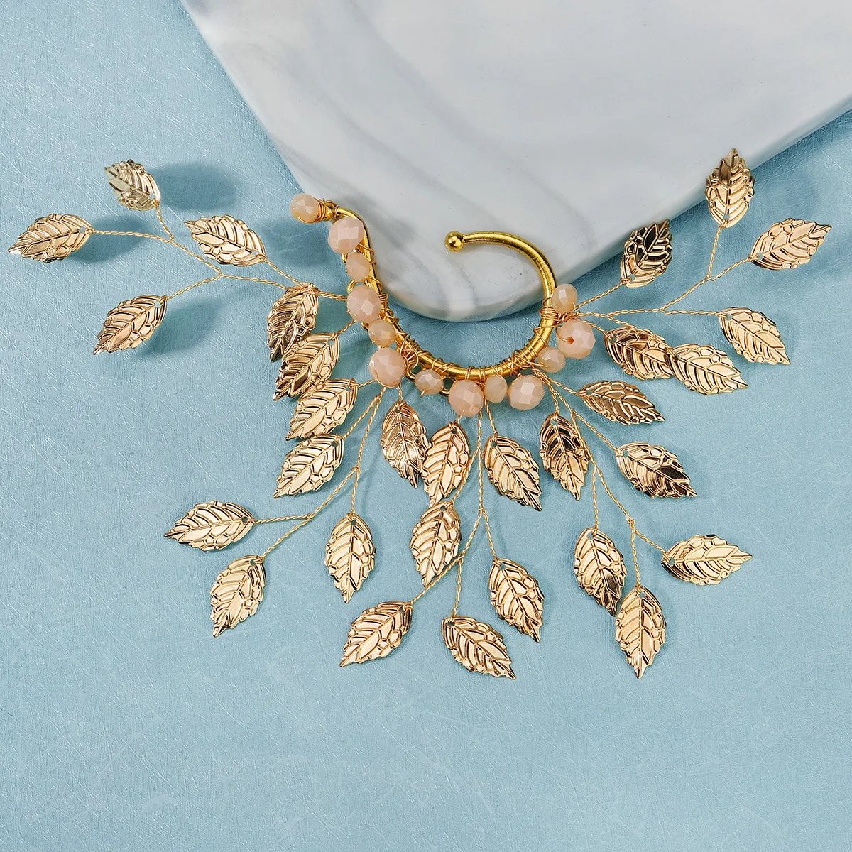 Alloy Leaves Flower Earclip Non Perforated Women's Sweet Shiny Earrings Exaggerated Ear Cuff Birthday Party Jewelry Gift