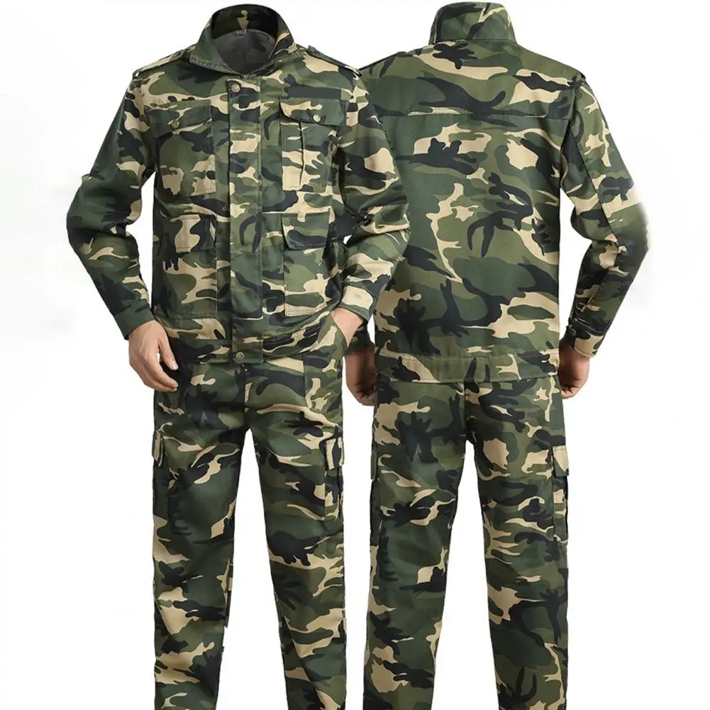 

Popular Work Clothes Suit Dirt Resistant Men Coat Pants Turndown Collar Moisture-wicking Lapel Working Overalls Working