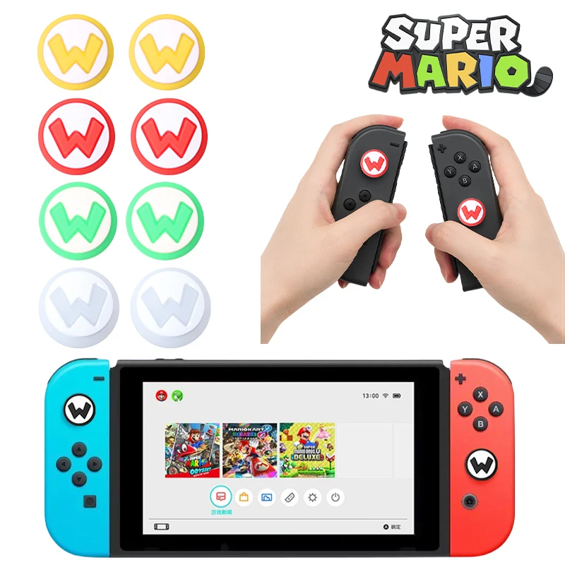 2 Pezzi Super Mario Thumb Stick Grips Caps Per Nintendo Switch Ns Cartoon Accessori Di Gioco Protettivi In Silicone Cover Soft Case Gift