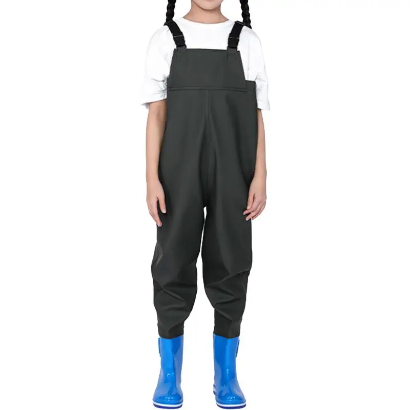 Fly Fishing Waders Children Fishing Chest Waders Outdoor Activities Girl Boy PVC Rain Pants Waterproof Bootfoot Quick-dry Hunting Fishing Suit fly fishing waders