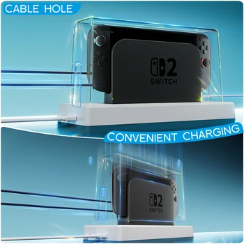 Dust Cover with LED Colors Light Base For Switch 2 Case , Acrylic Display Case Anti-Scratch Waterproof Dock Cover Switch 2 2