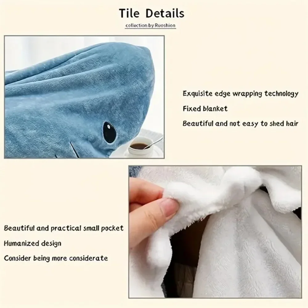 Wearable Blanket 1pc Shark Blanket For Adult Winter Warm Hooded Playsuit Onesie Funny Sleeping Bag For Slumber Party
