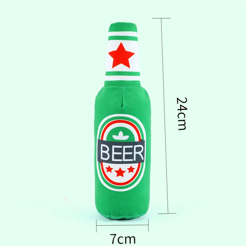 Plush Dog Winebottle Chew Sound Soft Beer Bottle Toy Funny Bite-Resistant Squeaky Relieve Boredom