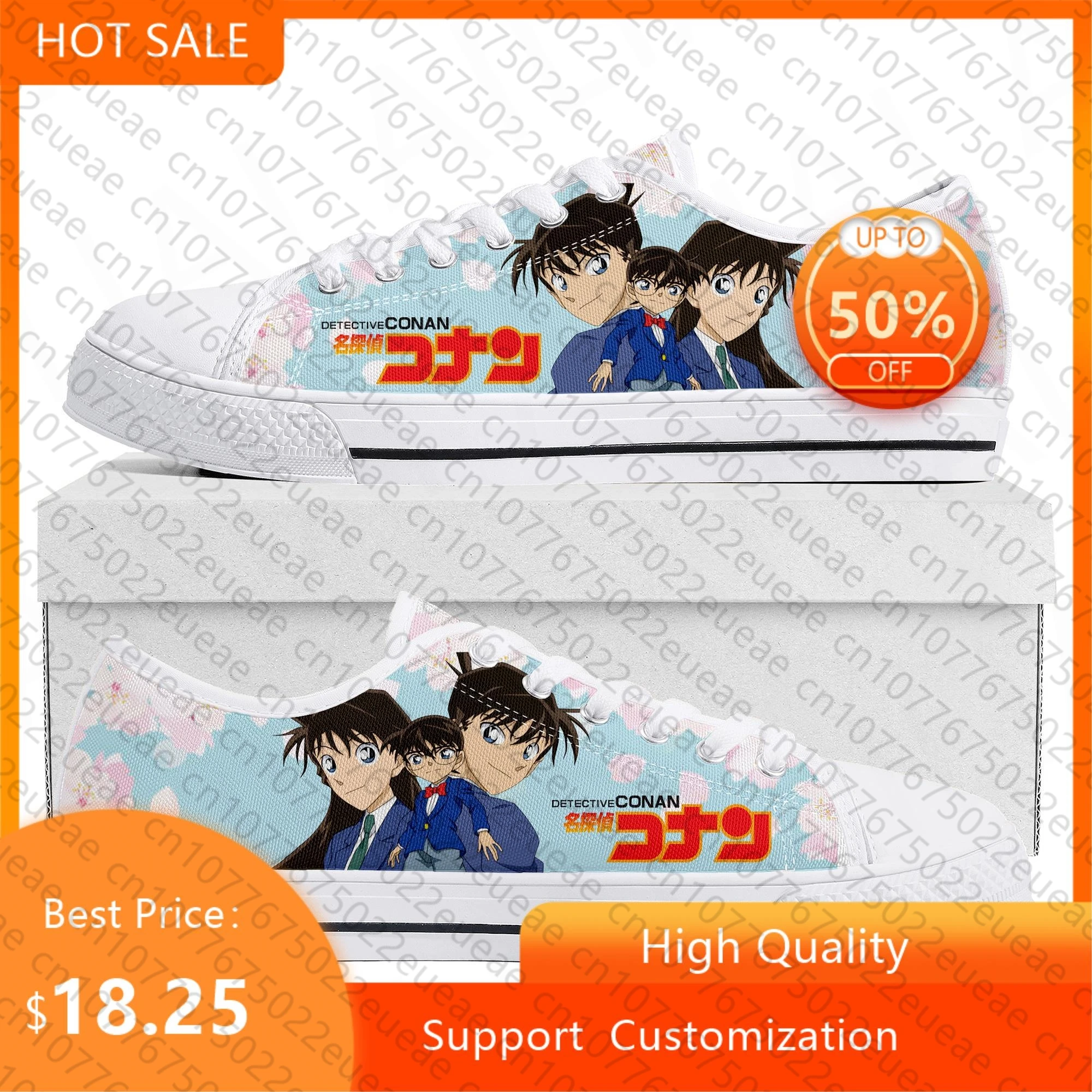 

Кроссовки Detective Conan мужские/женские, низкие кеды с мультяшным рисунком, холщовые, для подростков, повседневная обувь для пар, Белая обувь на заказ