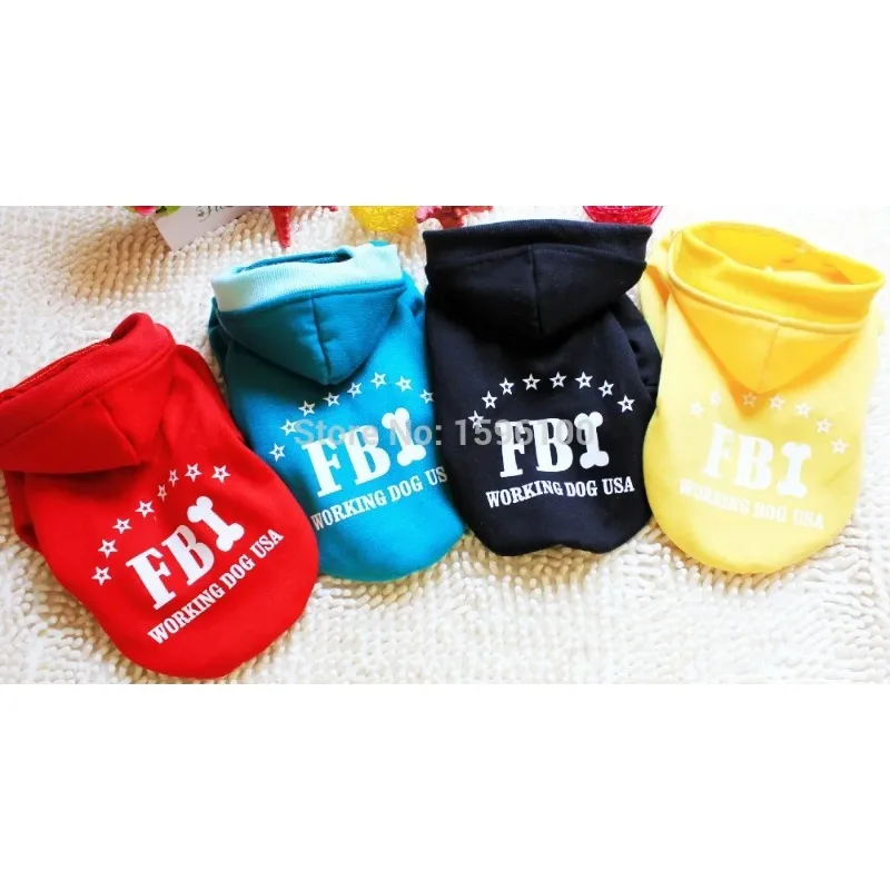 Cool Fashion Autumn/winter FBI Sweater Cheap Dog Jacket Clothes Supplies Pet Products Solid Hoodie Letter