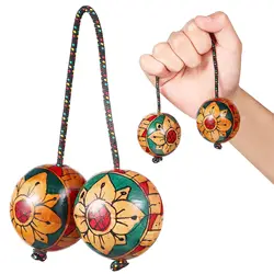 Wood Aslatua Shaker Rhythmic Ball Percussion Shaker African Shaker Hand Shaking Ball Indonesian Handdrawn Rhythm Sandball