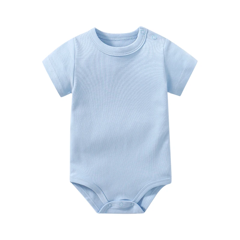 

Newborn Baby Clothes Boy Girls Shoulder Button Solid Color Bodysuits Short Sleeve Cotton Onesie Summer 0-24 Months Baby Outfits