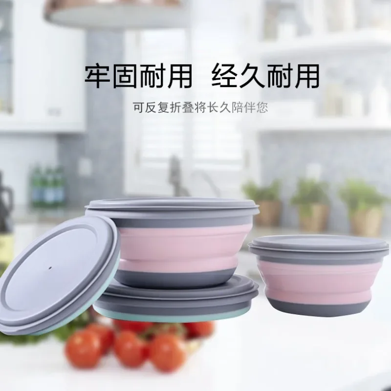 3pcs/set Portable Silicone Folding Bowl Salad Dish Food Bowl For