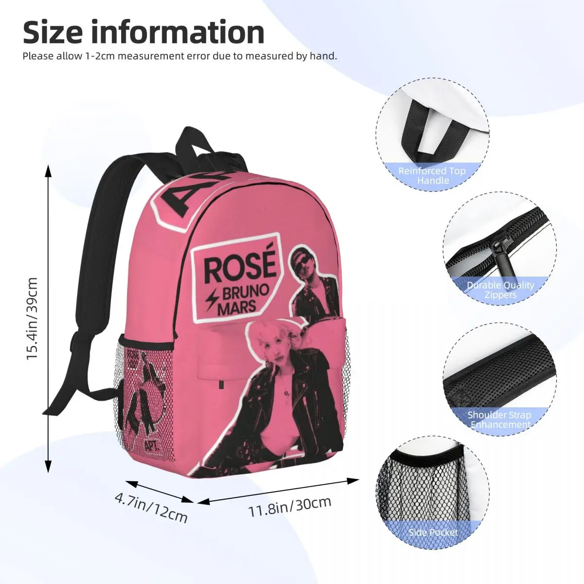A-APT ROSE-Bruno Mars New Fashionable Pattern School Bag Print Lightweight Backpack 15inch 4