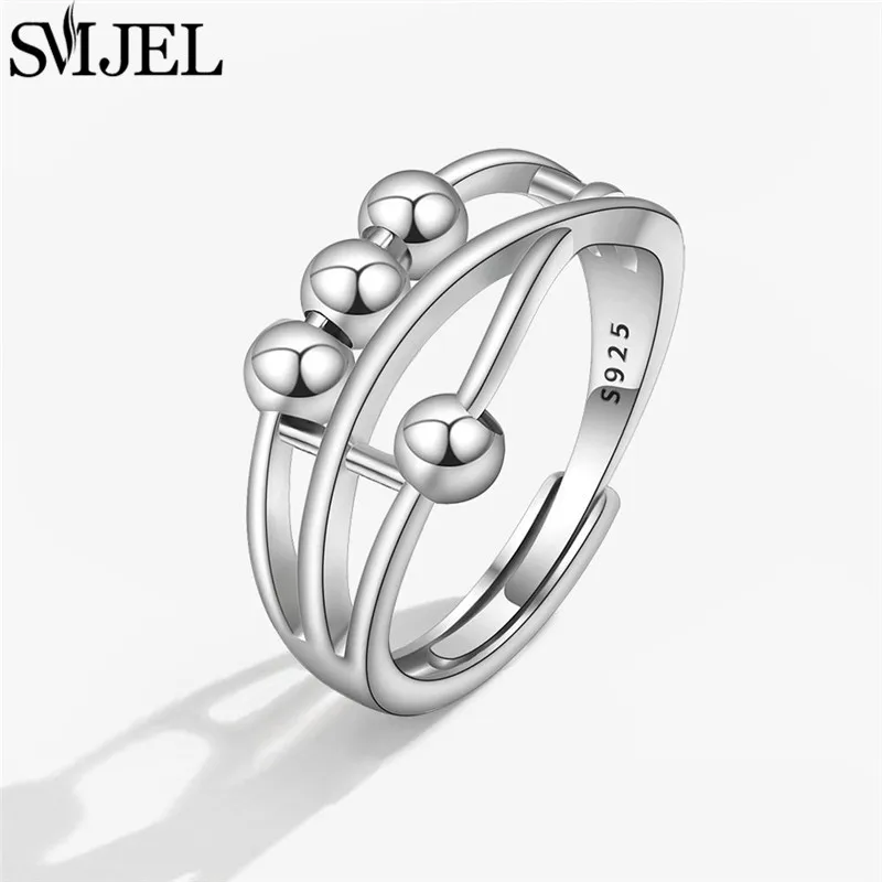Anello Antistress con Perline Metalliche, Gioiello Girevole a Spirale per Uomo e Donna, per Alleviare l'Ansia e il Stress - immagine 2