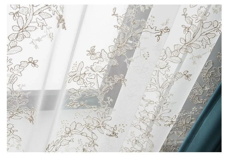 Living Dining Room Bedroom Princess Style Embroidered Lace Curtains Curtains 5