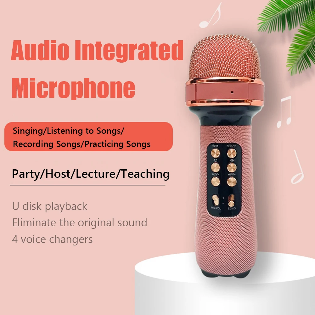 WS-898 Music Singing Microphone Multifunction Handheld Bluetooth-Compatible Microphone Karaoke Player Mic Machine