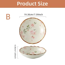 Ceramic Soup and Noodle Bowl with Handle - 7.5 inch Kitchen Tableware - 7.5 inch (Plate B)