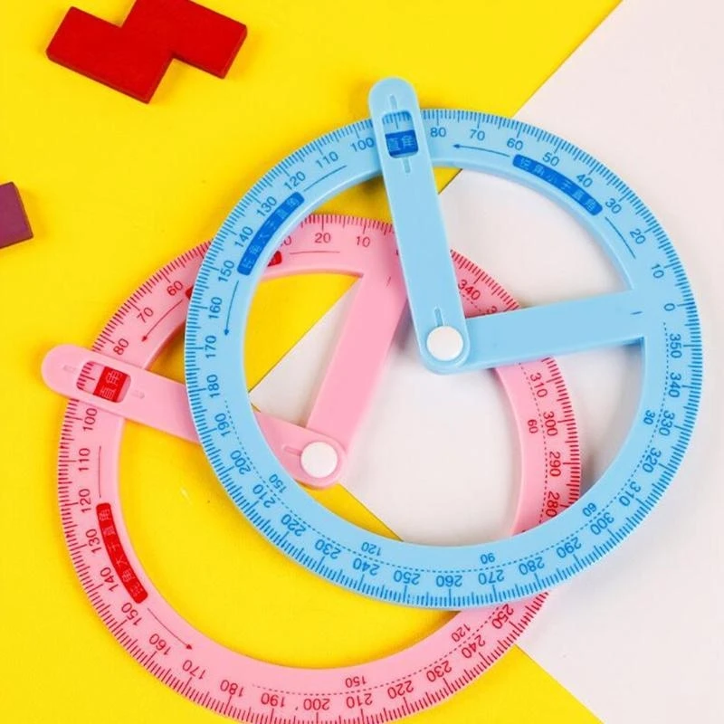 360도 원형 각도기 눈금자 측정 도구 크리스마스 생일 선물 카와이 편지지 교사 학생 상 선물