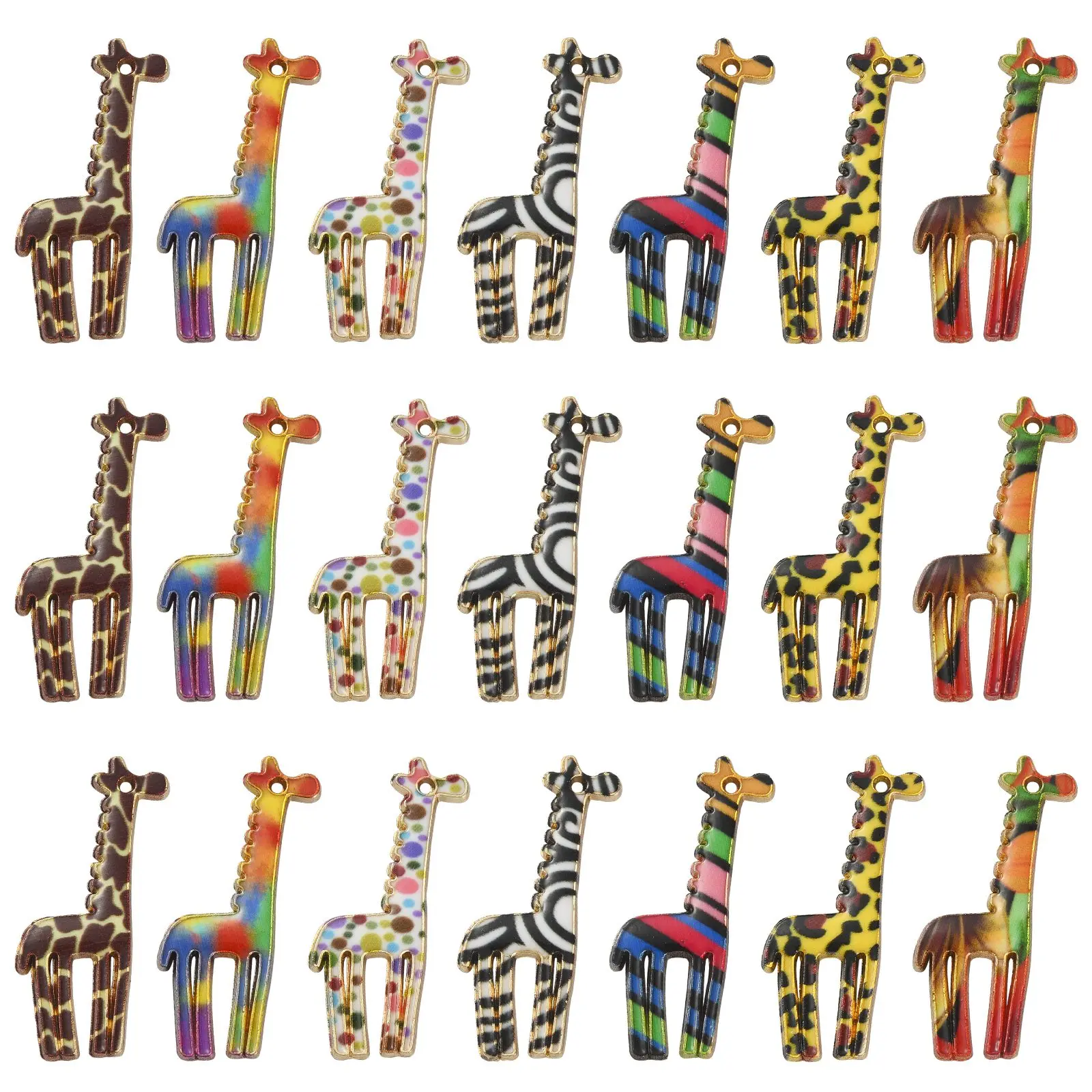 

PandaHall 35Pcs 7 Styles Enamel Giraffe Charms African Animal Charms Flower Printed Giraffe Charms for Jewelry Making Supplies