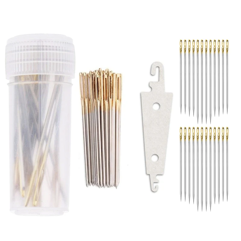 

30PcsCross Stitch Needles & 24pcs Self Threading Needles with 2pcs Stainless Steel Needle Threader for DIY Embroidery Needlework