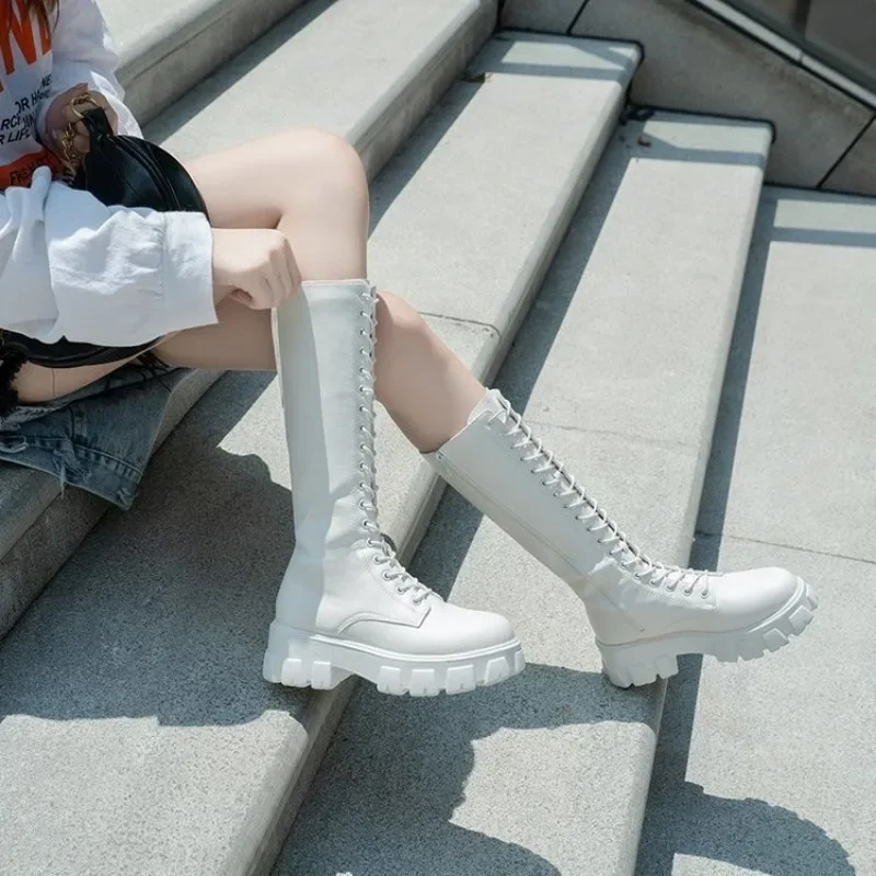 【送料&関税込】Off-White Boots With Laces New Fashion Men's White Boots Autumn Winter Superstar Pocket