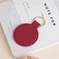 Custom Circle Key Chain Holder Laser Engrave Logo Round PU Leather Keychain Personalize Name Room Number Car Keyring Bag Pendant 2