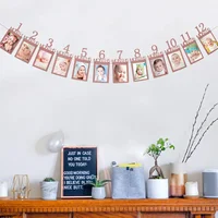 Birthday Baby One Year 12 Months Photo Banner Baby Boy Girl 1 Year Birthday Party Decor Photo Garlands Baby First Birthday Party 2