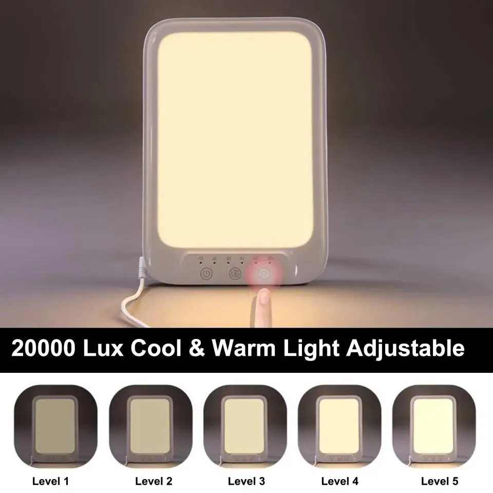 Sad Therapy Lamp Bionic Sunlight Daylight Lamp 20000 Lux Cool & Warm Light Against Depression 3 Light Color 10 Brightness Levels