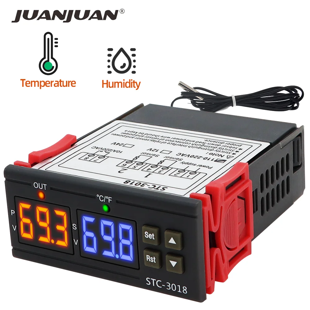STC-3018 Dual Digital Thermostat Temperature Controller Switch 10A 12V 24V