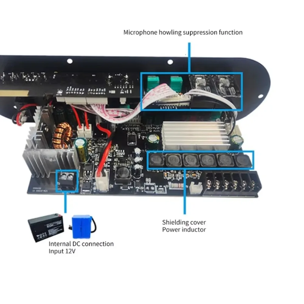 D1000 Bluetooth Amplifier Board 50W+50W+100W 2.1 Channel BT5.0 Rechargeable Subw