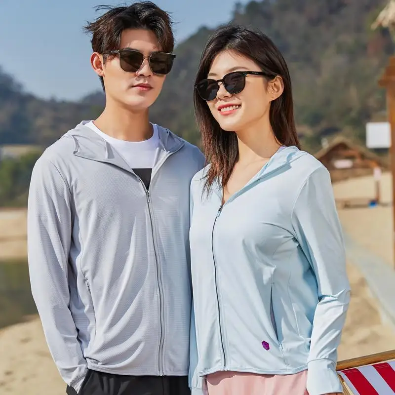 Livestream  burst outdoor sunscreen clothing Breathable sweatshirt running skin Coat slim Yoga Fitness Shir top ice silk clothes