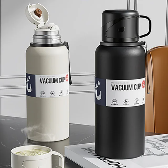Bouteille d'eau thermique 2L grande capacité avec paille bouteille Thermos en acier inoxydable bouteille d'eau froide et chaude tasse Thermos de Sport 6
