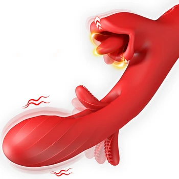 2 in 1 lingua spinta vibratore dildo per le donne 360 rotante clitoride leccare battere giocattoli adulti del sesso coppia masturbatore femminile