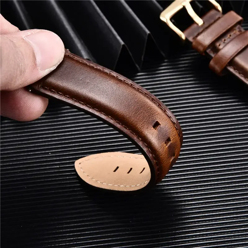 Elegant Leather Watchbands - Quick Release Business Strap Bracelet in Black and Brown