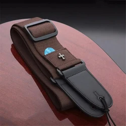 Vintage Cross Design Guitar Strap with Plectrum Pocket - Unique and Personalized Strap (Brown)