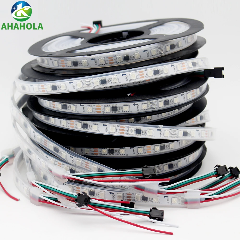 

Addressable Ws2811 12v Rgb Led Strip Light Waterproof 30 60 Leds/m 5050 Rgb Led Ribbon 1m 2m 3m 4m 5m Smart Fita Led Lights