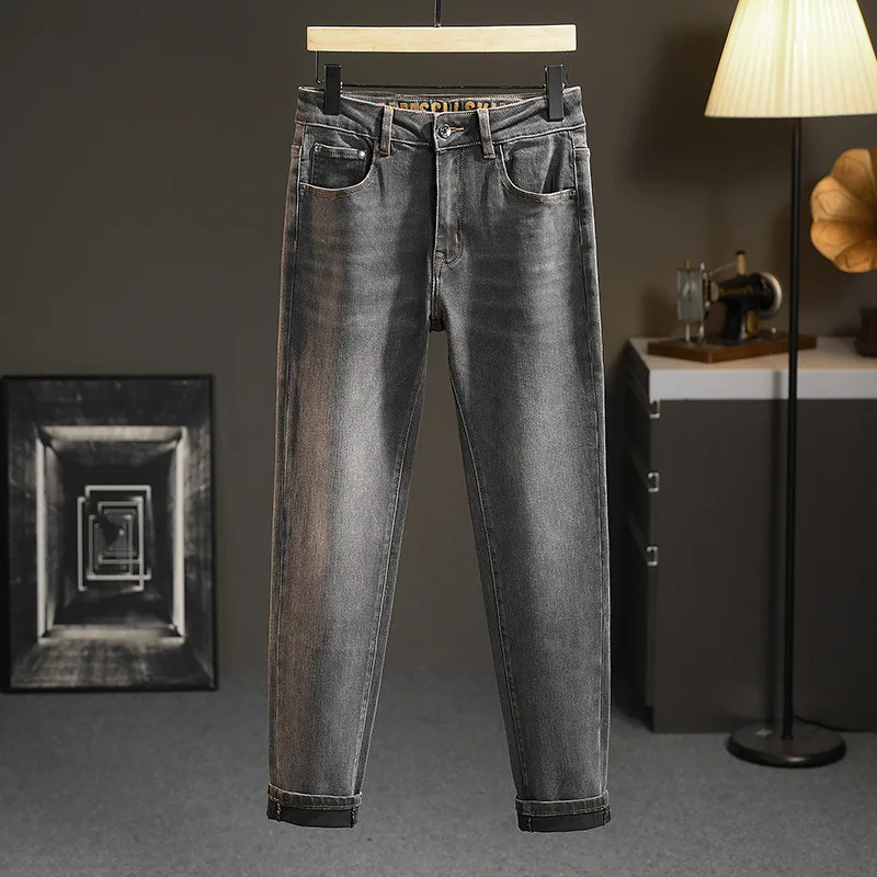 Gray Jeans Men's Spring and Autumn Trends High-End Affordable Luxury Men's Clothing Fashion Brand Slim Fit Long Skinny Pants 3