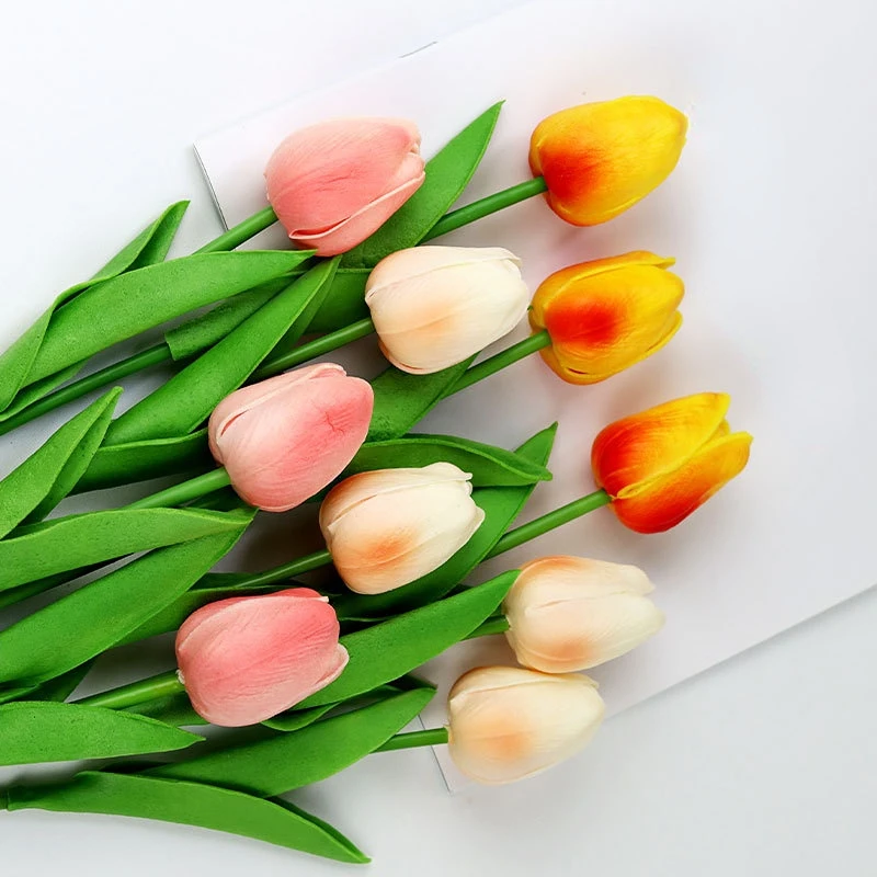 Artificial Flowers 1PC 34cm PU Tulip Real Touch Bouquet for Christmas Halloween Wedding Home Party Decoration