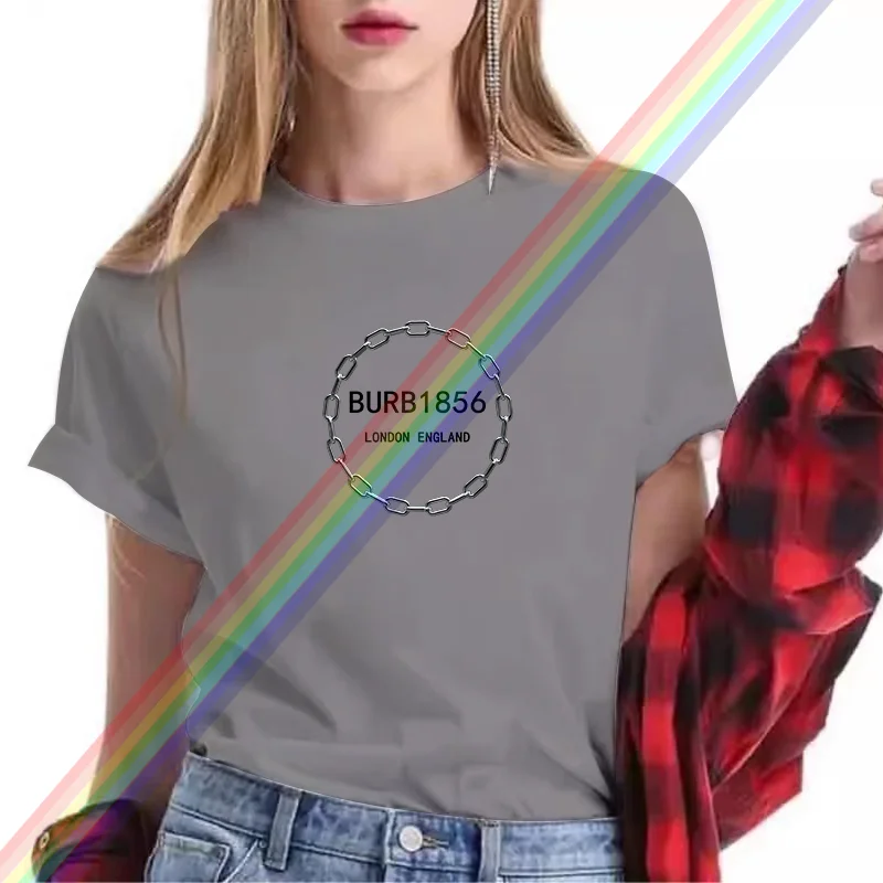 Oversized Luxury Brand Circular chain Tshirt Female Summer Casual T-Shirts For Women's Girls Streetwear Short Sleeve Tee Shirt