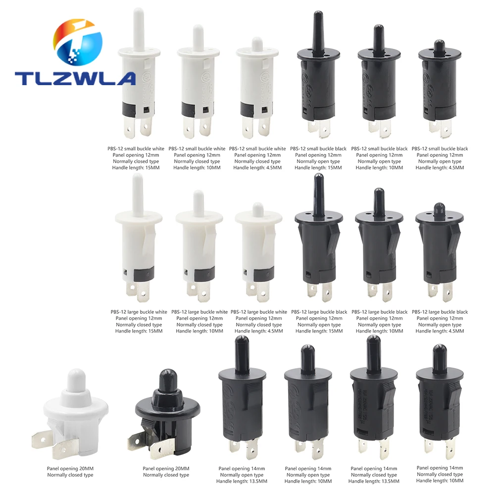 AC220V Door Switch Refrigerator Cabinet Light Disinfection Cabinet Wardrobe Press Button Switch NO/NC Anti-dumping Gated
