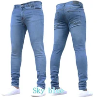 Men's Jeans Stretch Slim Fit Trousers Streetwear Colthing Classical Casual Pants Skinny Zipper Denim Designer Clothes Black Blue