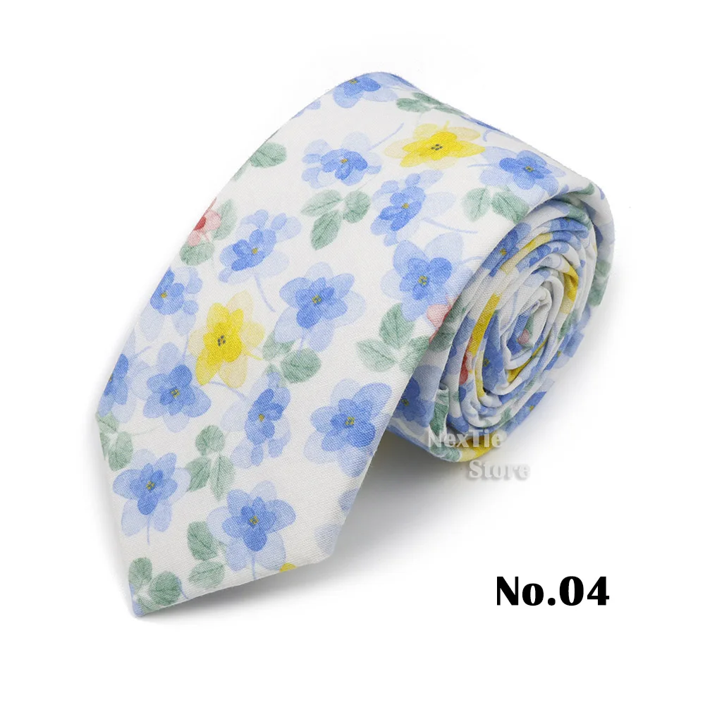 6,5 cm künstlerische Herren- und Damen-Krawatte, klassisch, floral, Baumwolle, elegant, schöne Krawatte mit Blumenblättern, Hochzeit, Party, Accessoires, Geschenk – Detail 4