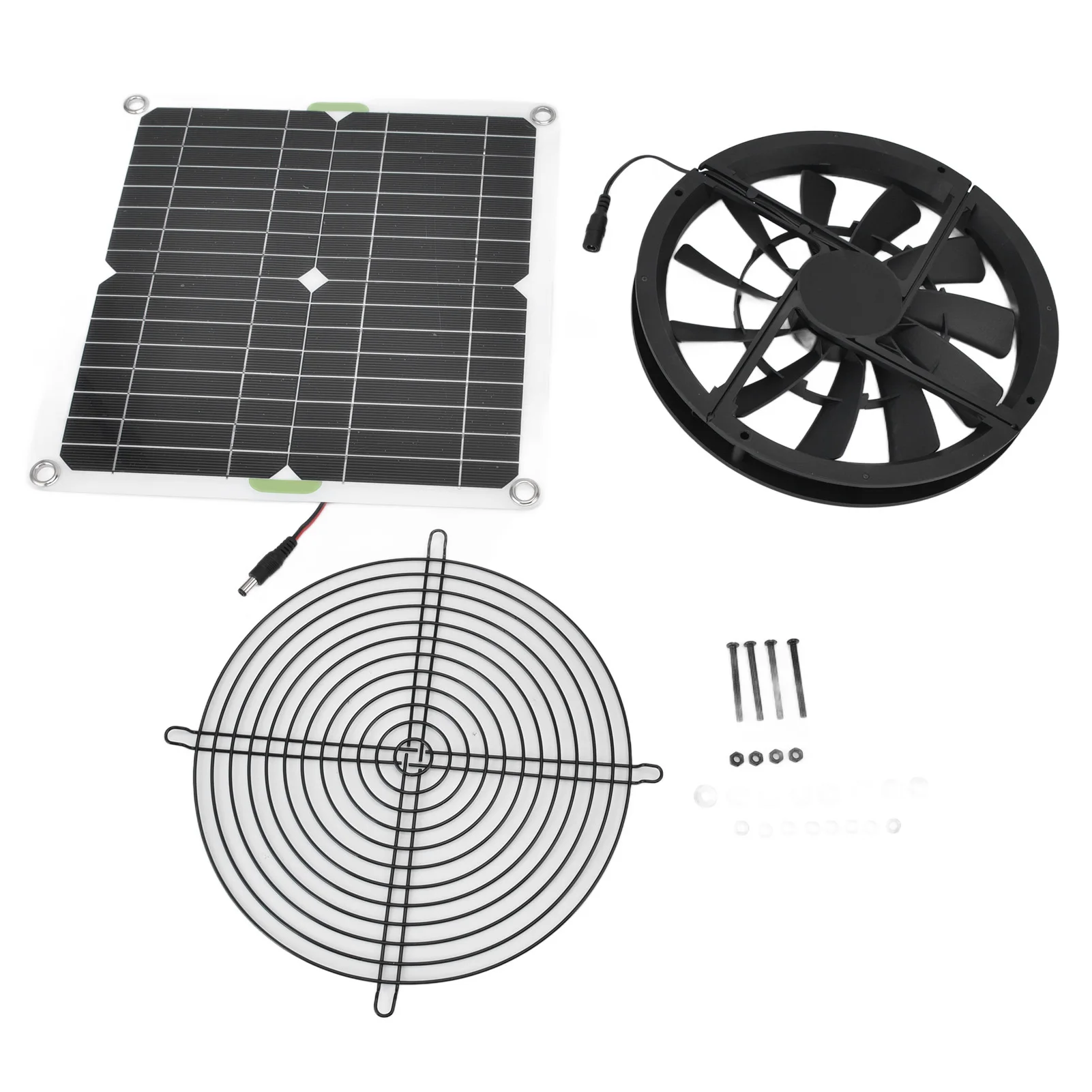 Description Picture 4 of item12V Solar Panel Fan Kit 10in 100W Waterproof Solar Panel Round Ventilation Case Exhaust Fan for Chicken Coop Greenhouse Shed
