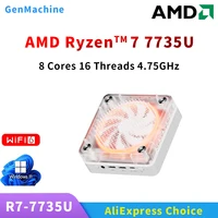 Genmachine R7 7735U Mini PC Windows 11 Ryzen WiFi 6 Gaming PC 8C 16T CPU DDR5 4800MHz Display Diy Gaming Computer Ordenador 1
