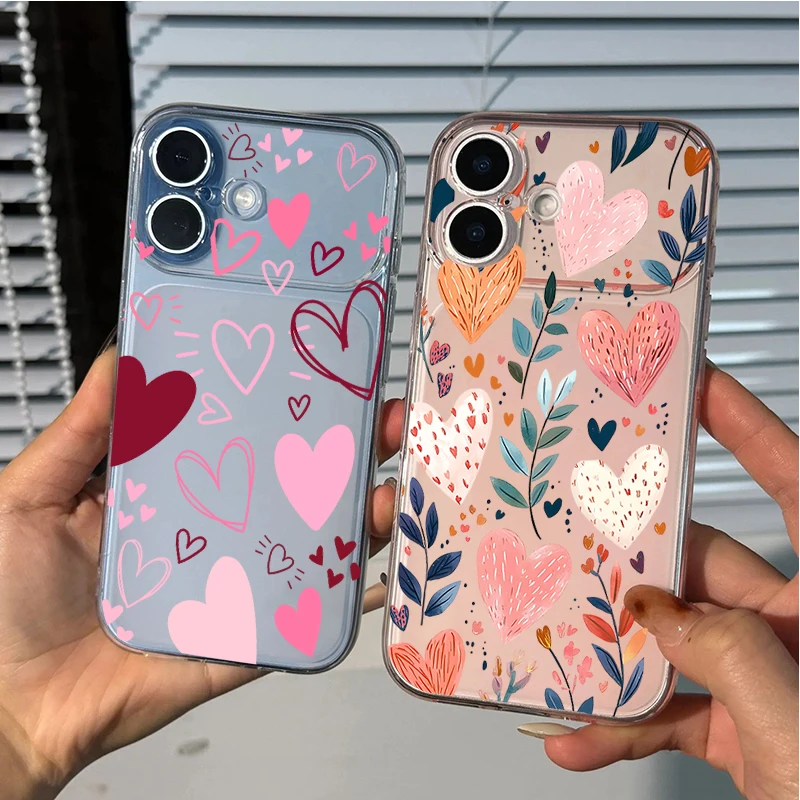 Love Heart Floral Plant Couple Phone Case
