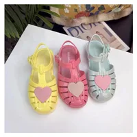Mini Melissa Girl Brazi Summer Jelly Shoes Little Baby Toddler Fashion Love Heart Soft Sole Roma Sandals Kids Anti-Slip Valentin 2