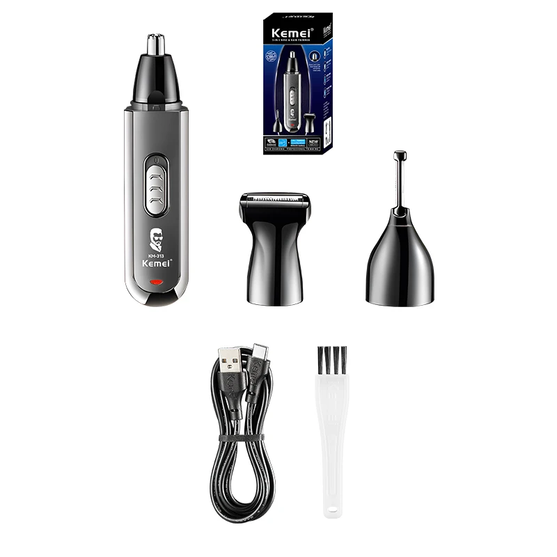 Kemei Multifunction Ear and Nose Hair Trimmer Eyebrow Facial Sideburns Hair Trimmer Men Body Grooming TYPE-C USB Rechargeable 6