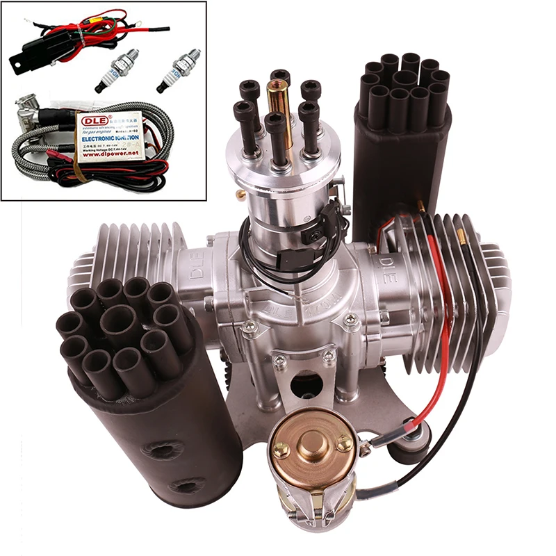 

Двухцилиндровый бензиновый двигатель, электрический стартер с воздушным охлаждением, модель бокового выхлопного двигателя подходит для игрушек дронов