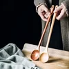 Long Wooden Teaspoons Kitchen Cooking Utensils for Soup Tea Honey Stirring Spoon Ladle Soup Spoon and Fork 2