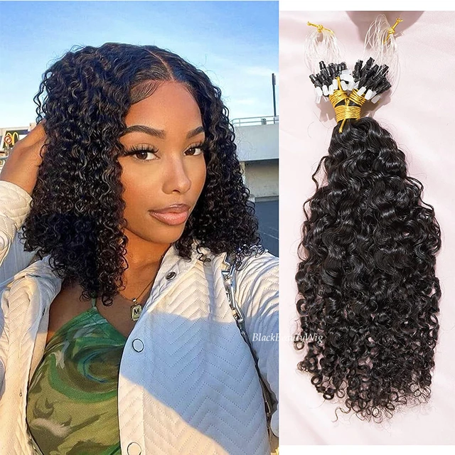 Microlink Human Hair Extensions Kinky Curly