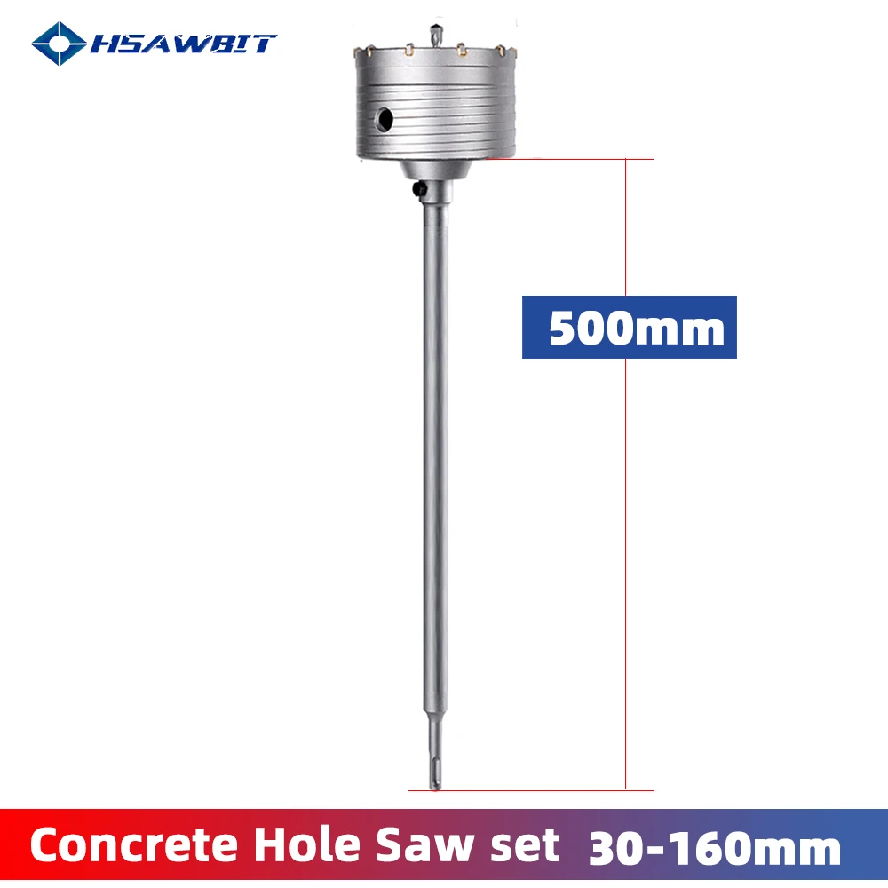 SDS Plus 500mm Wall Hole Saw Drill Bit Cutter Tools With Round Shaft