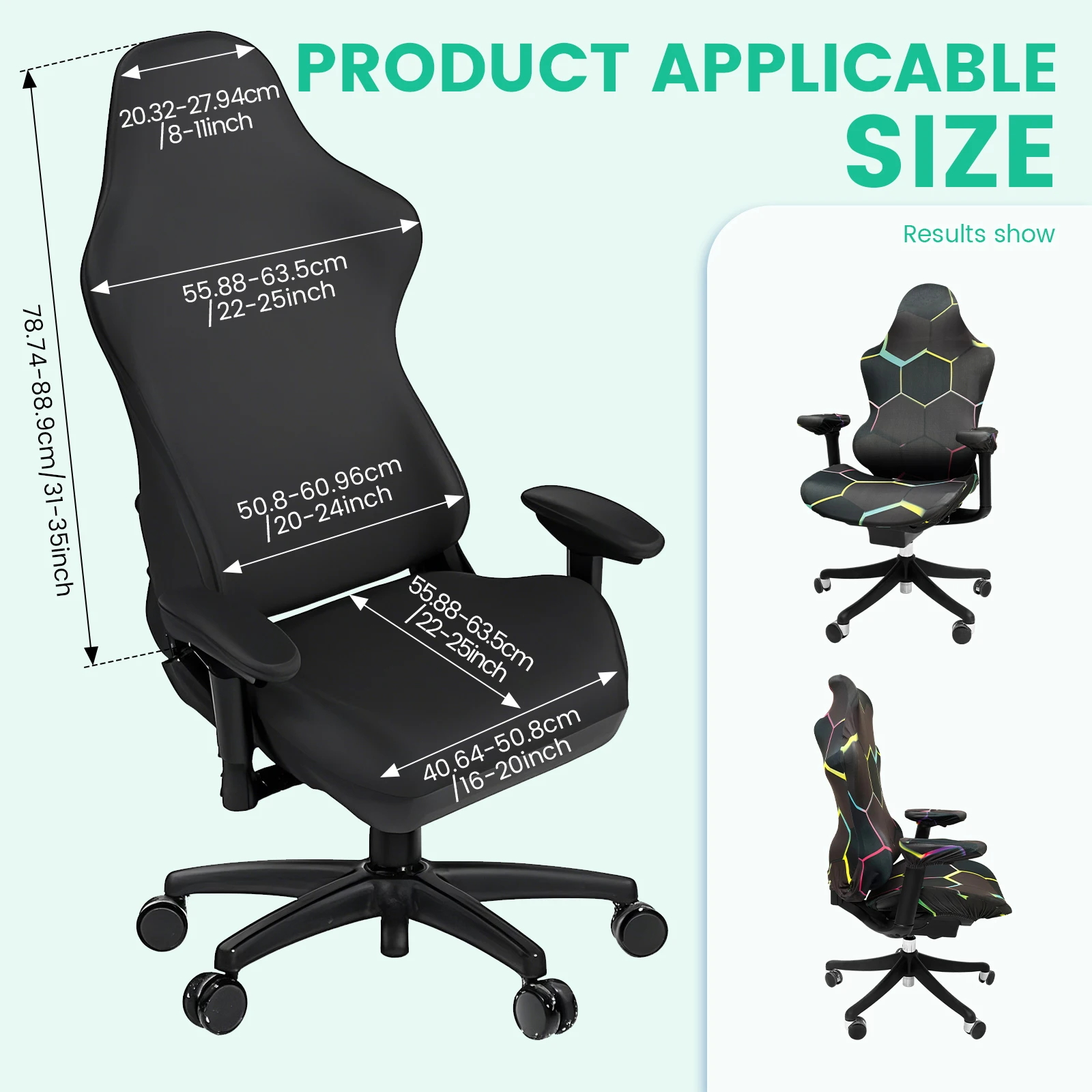 Gaming Chair Cover Printed Stretchable Elastic Office Seat Cover with Back and Armrest Cover Decorative Computer Chair Protector